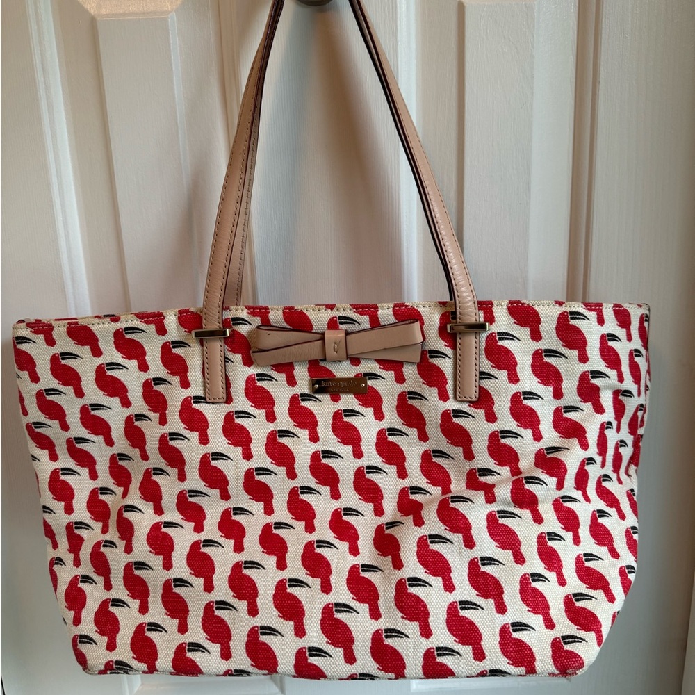 Kate Spade toucan canvas tote bag